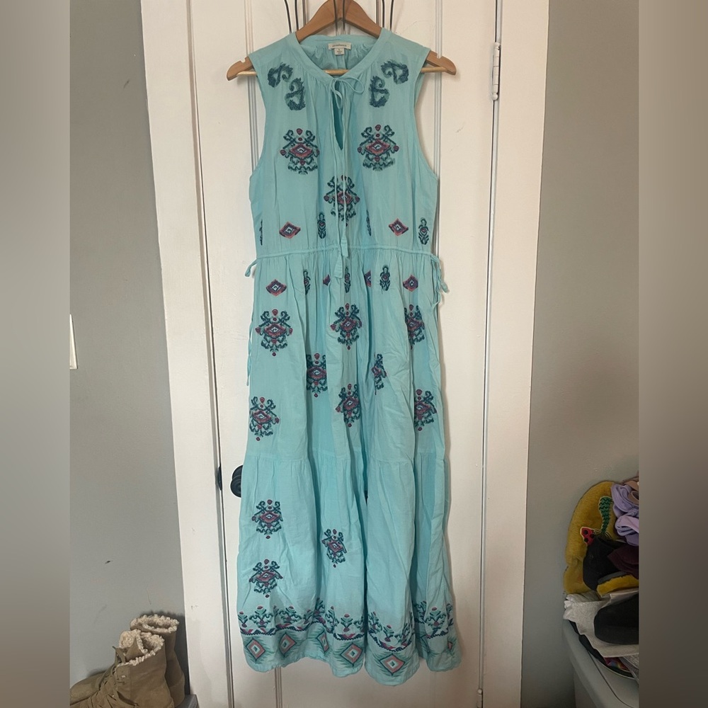 Sundance Light Blue Embroidered Maxi Dress